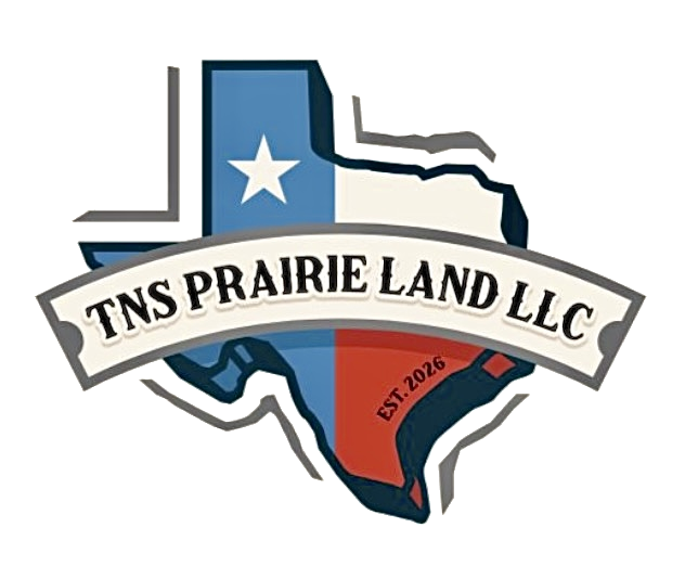 TNS Prairie Land LLC logo, Texas outline in flag colors with a banner across it